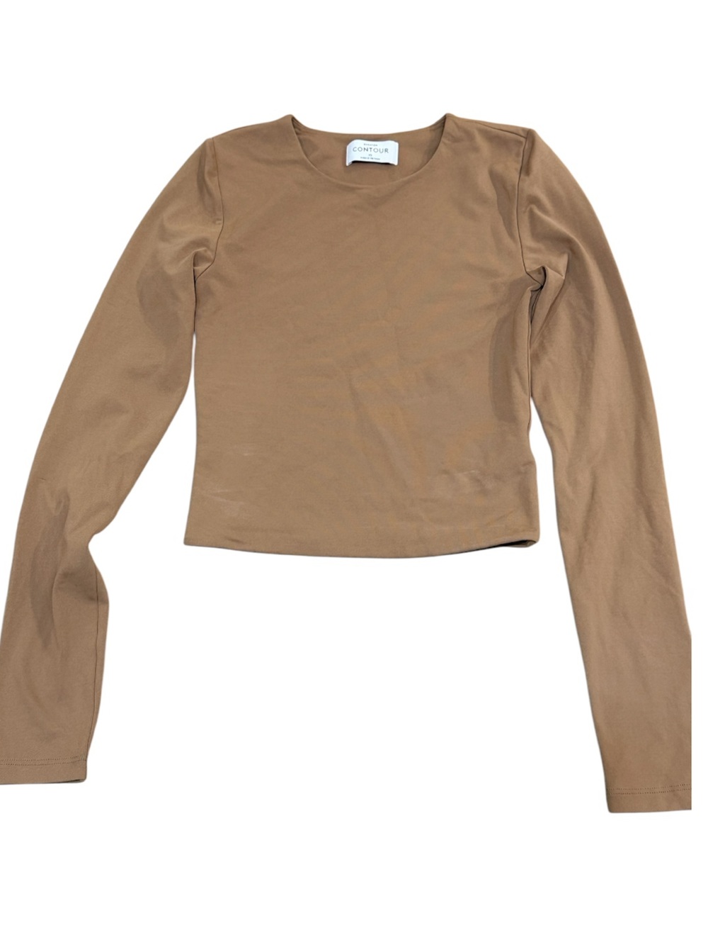 Aritzia Babaton Camel Contour Long Sleeve Top XS Minimalist Quiet Luxury Base La
